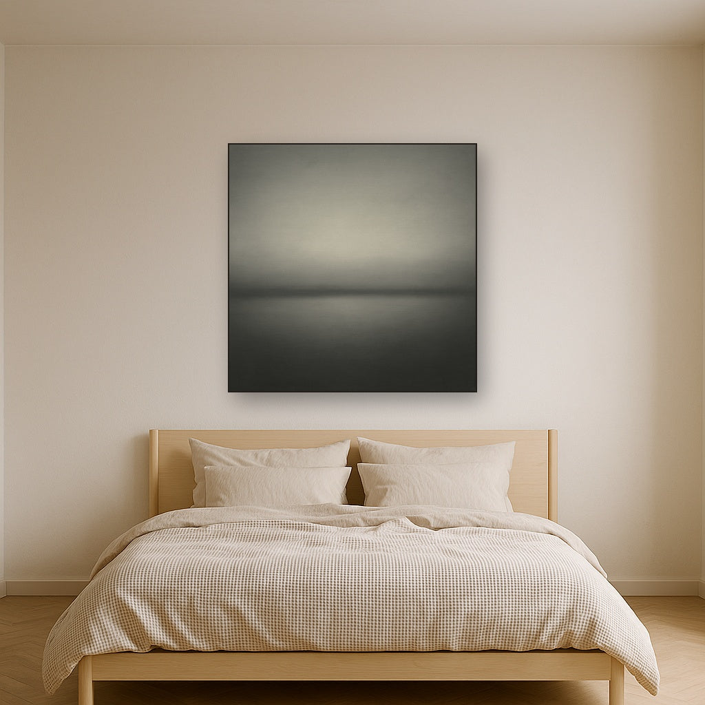 Monochrome Charcoal Drift & Soft Sfumato Horizon No. 8 Oil Painting - View 3