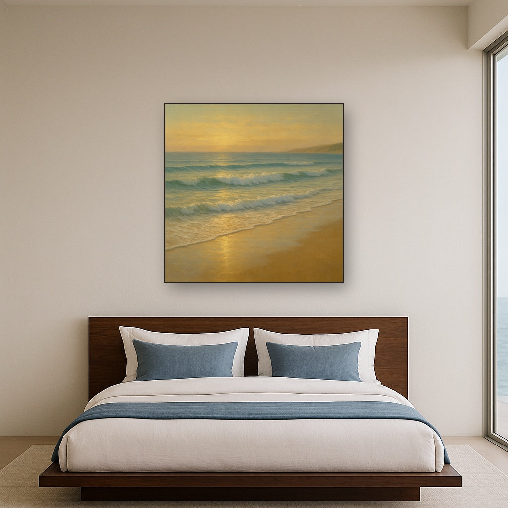 Gentle Breaking Waves & Wet Beach Reflection No. 4 Oil Painting - View 3
