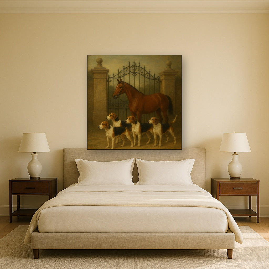 Hunting Hounds & Thoroughbred by Estate Gate No. 20 Oil Painting - View 3