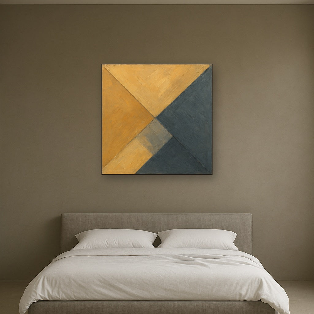 Intersecting Shadows & Stone Geometric Oil Painting - View 3