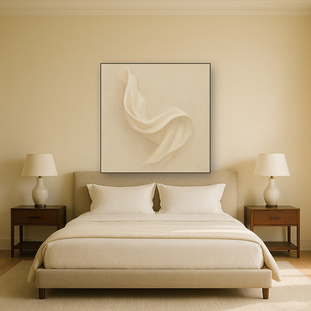 Alabaster Linen Texture Fold No. 4 - Modern Fine Art Oil Painting - View 3