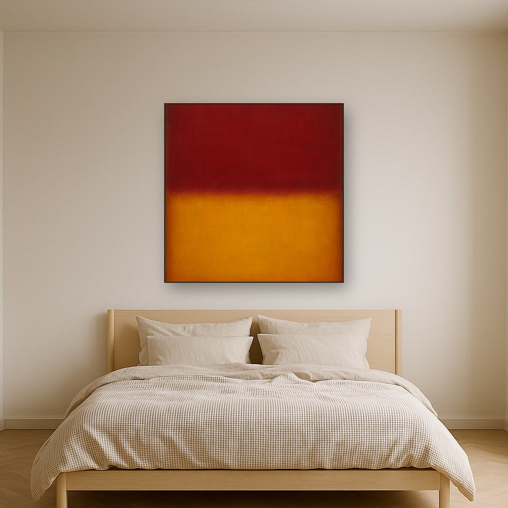 Crimson Burgundy & Saffron Gold Color Vibrations No. 22 Oil Painting - View 3