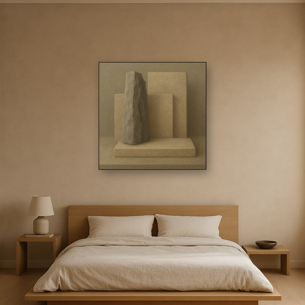 Driftwood Grey & Weathered Stone Monolith No. 21 Oil Painting - View 3