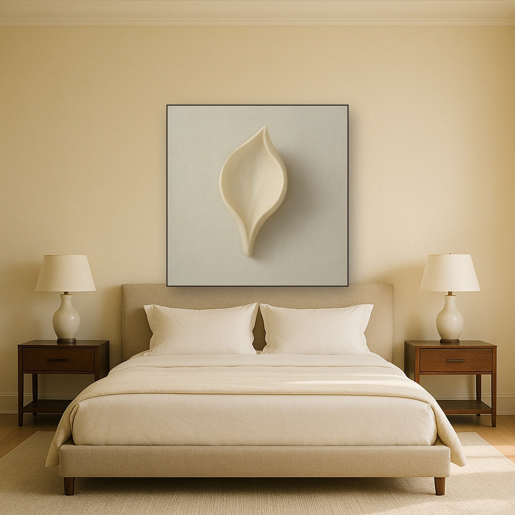 Sculpted Ivory Floral Contour No. 1 - Modern Fine Art Oil Painting - View 3
