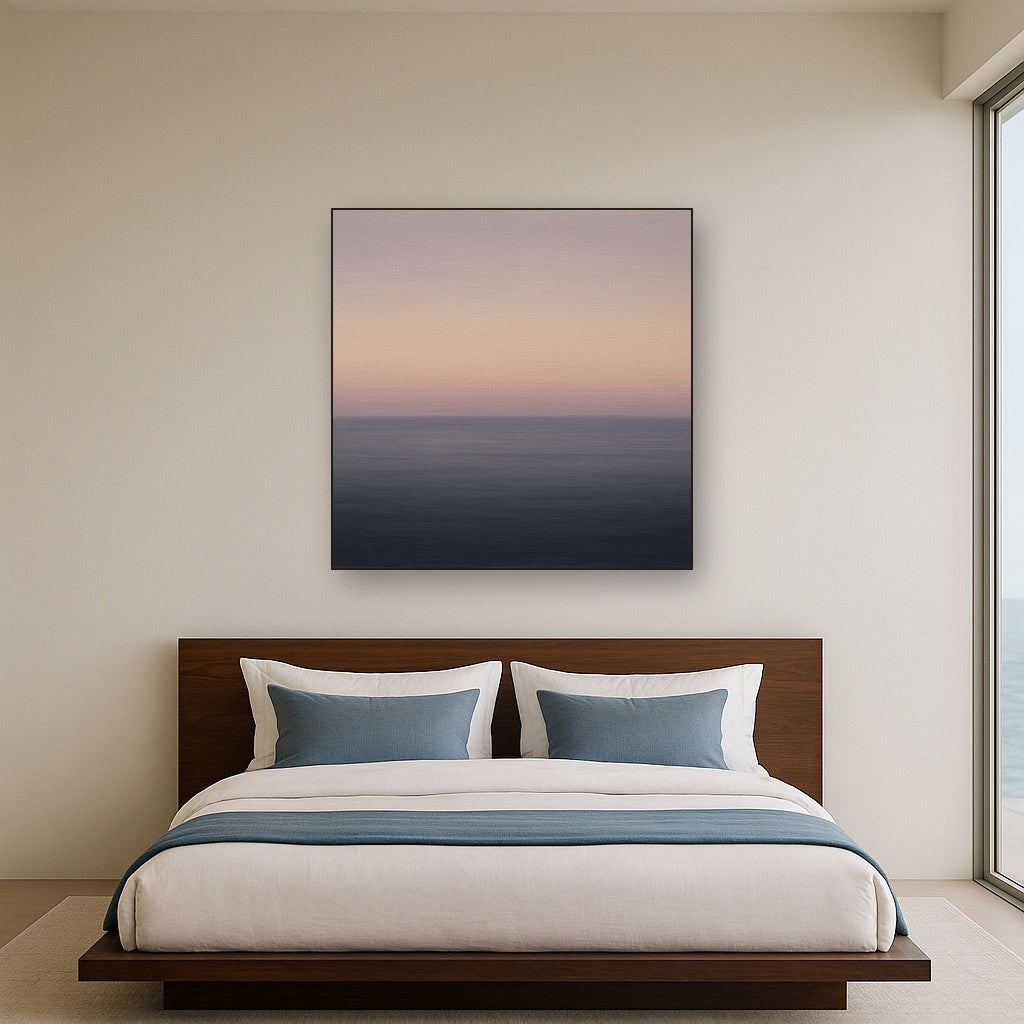 Dusk Horizon in Pale Lavender & Slate No. 3 - Modern Fine Art Oil Painting - View 3