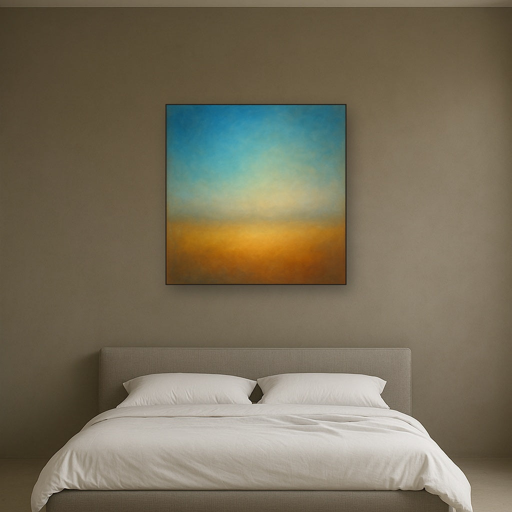 Celestial Azure & Warm Ochre Equilibrium No. 14 Oil Painting - View 3