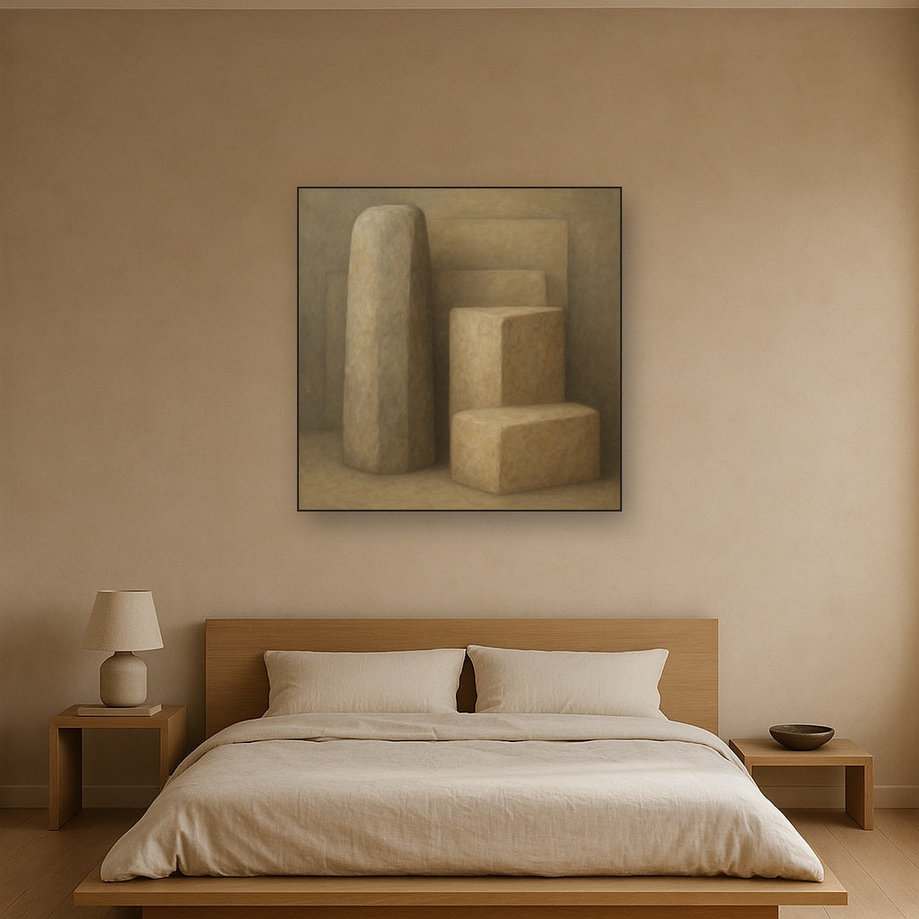Driftwood Grey & Weathered Stone Monolith No. 24 Oil Painting - View 3