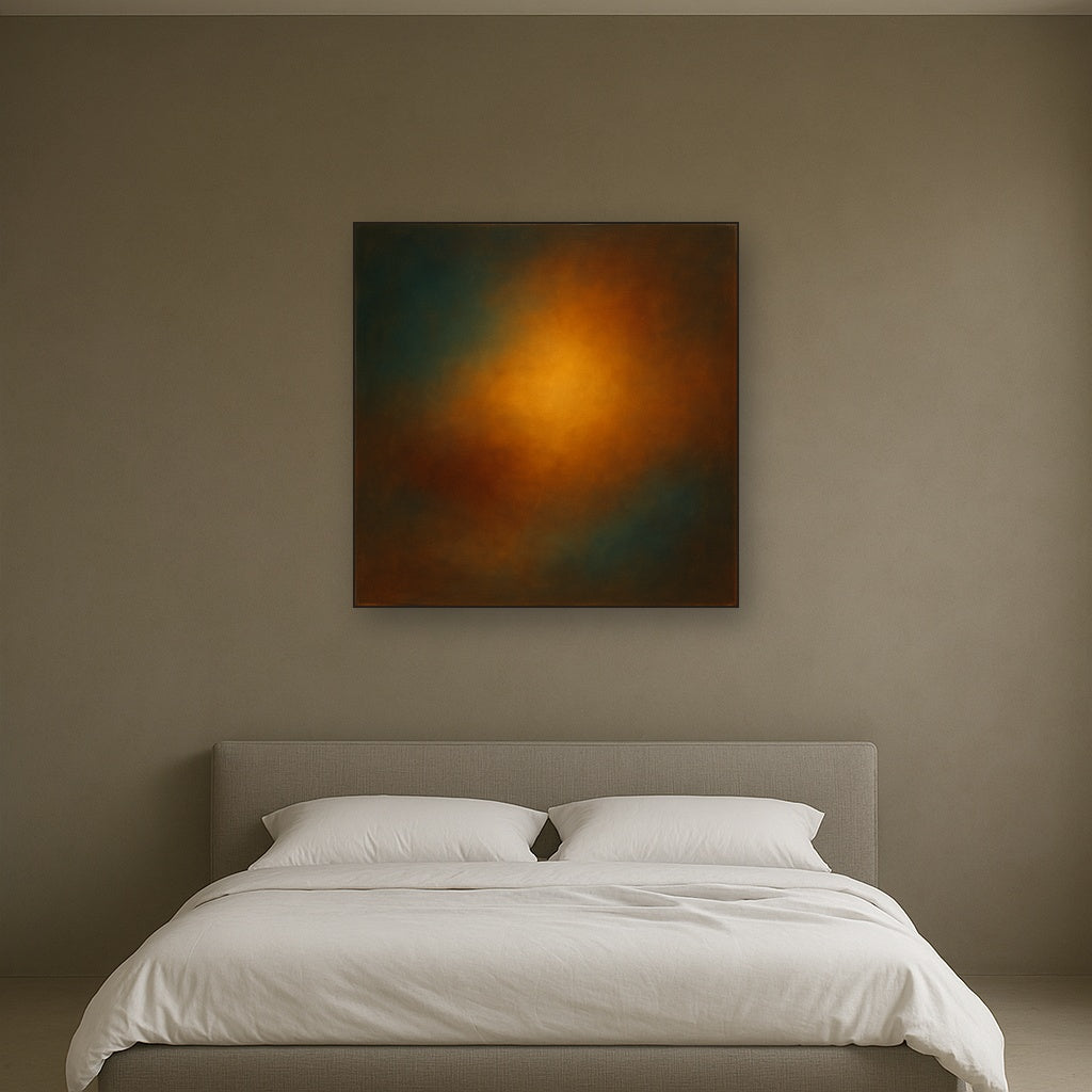 Deep Topaz & Spiced Terracotta Glow No. 5 Oil Painting - View 3