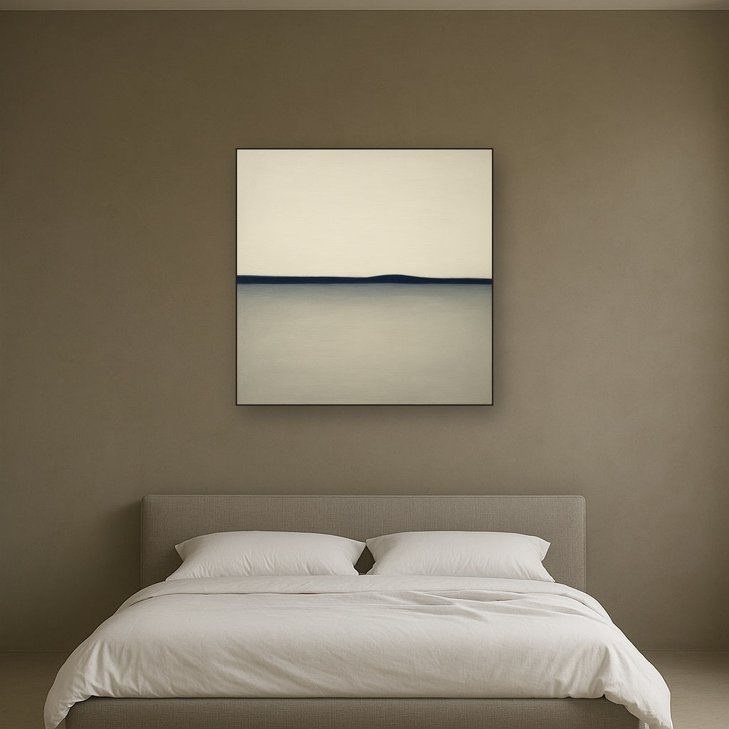 Minimalist Continuous Line Horizon in Deep Indigo No. 11 Fine Art Oil Painting - View 3