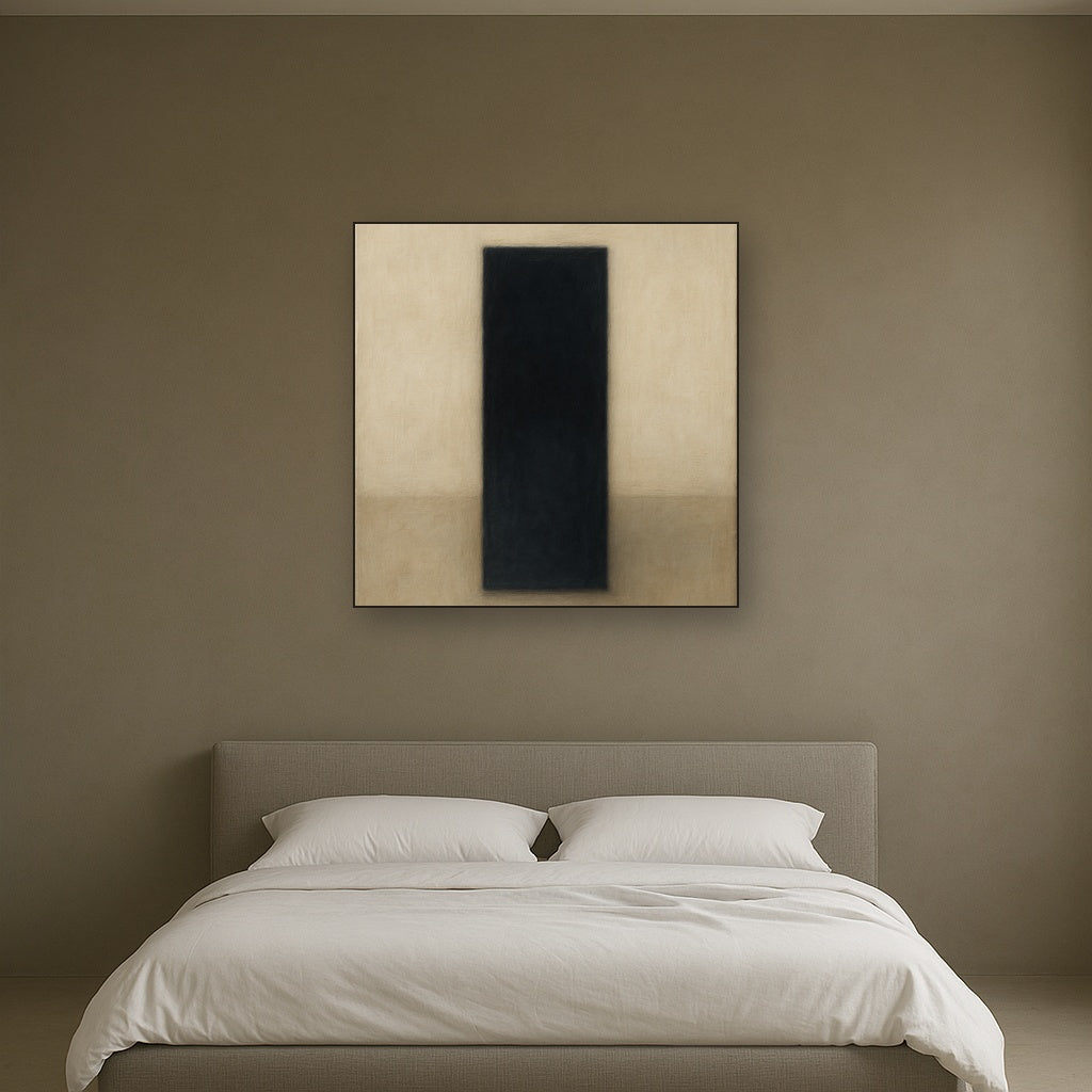 Deep Charcoal & Bone Monolith No. 1 - Modern Fine Art Oil Painting - View 3