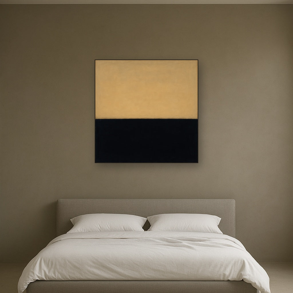 Onyx & Warm Biscuit Horizon No. 9 - Modern Fine Art Oil Painting - View 3