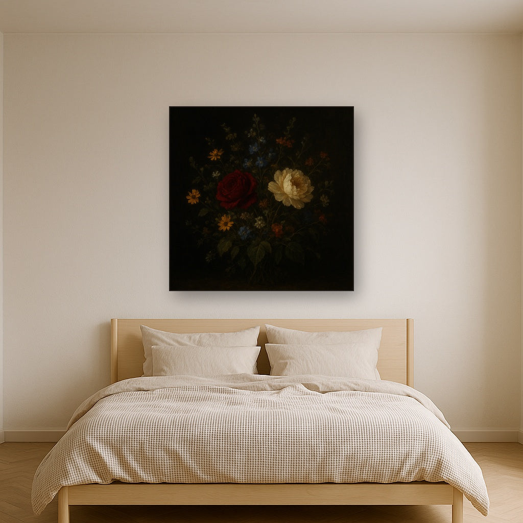 Moody Dutch Master Dark Floral Still Life No. 14 Fine Art Oil Painting - View 3