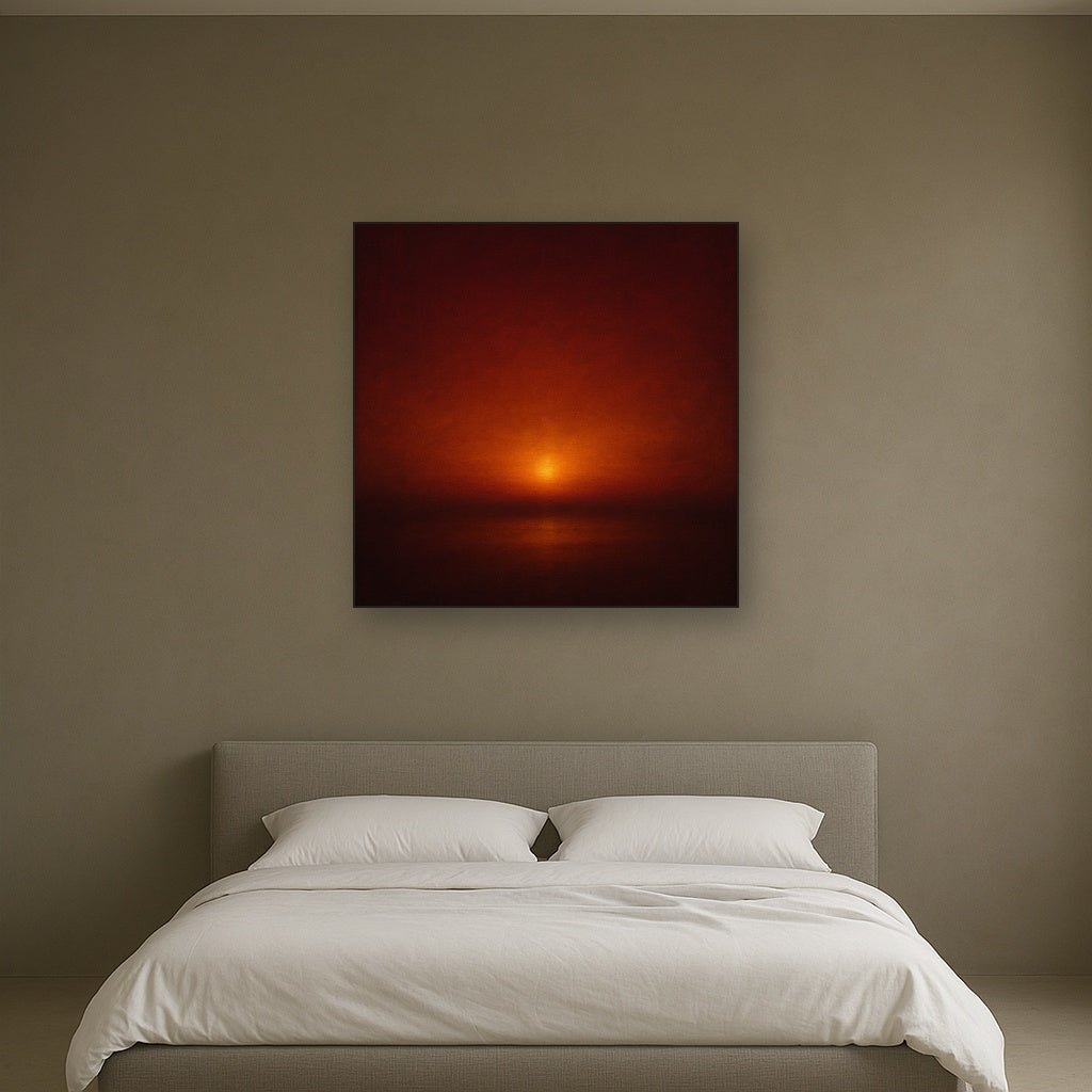 Deep Garnet & Amber Candlelight Horizon No. 19 Oil Painting - View 3
