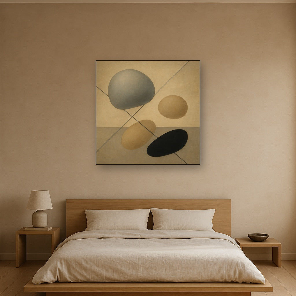 Organic Pebble Contours & Slanted Lines No. 3 Oil Painting - View 3