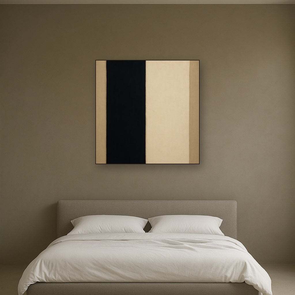Deep Charcoal & Bone Monolith No. 1 - Modern Fine Art Oil Painting - View 3