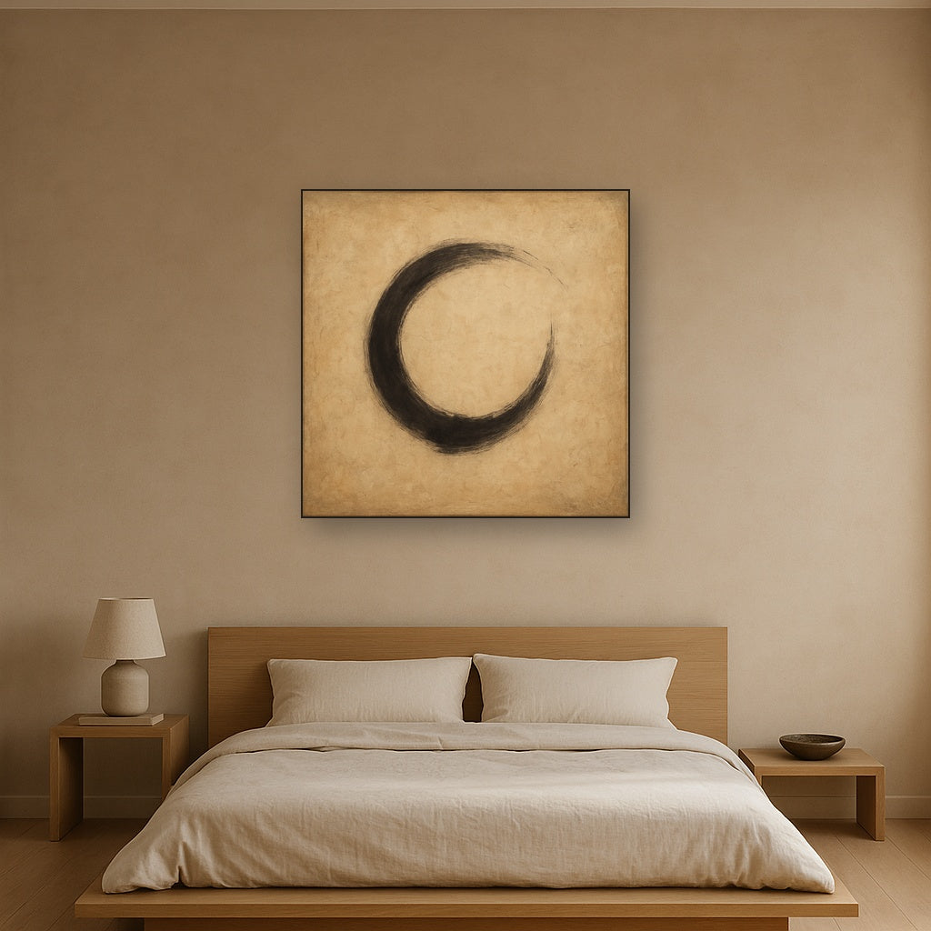 Aged Rice Paper & Charcoal Calligraphic Balance No. 25 Oil Painting - View 3