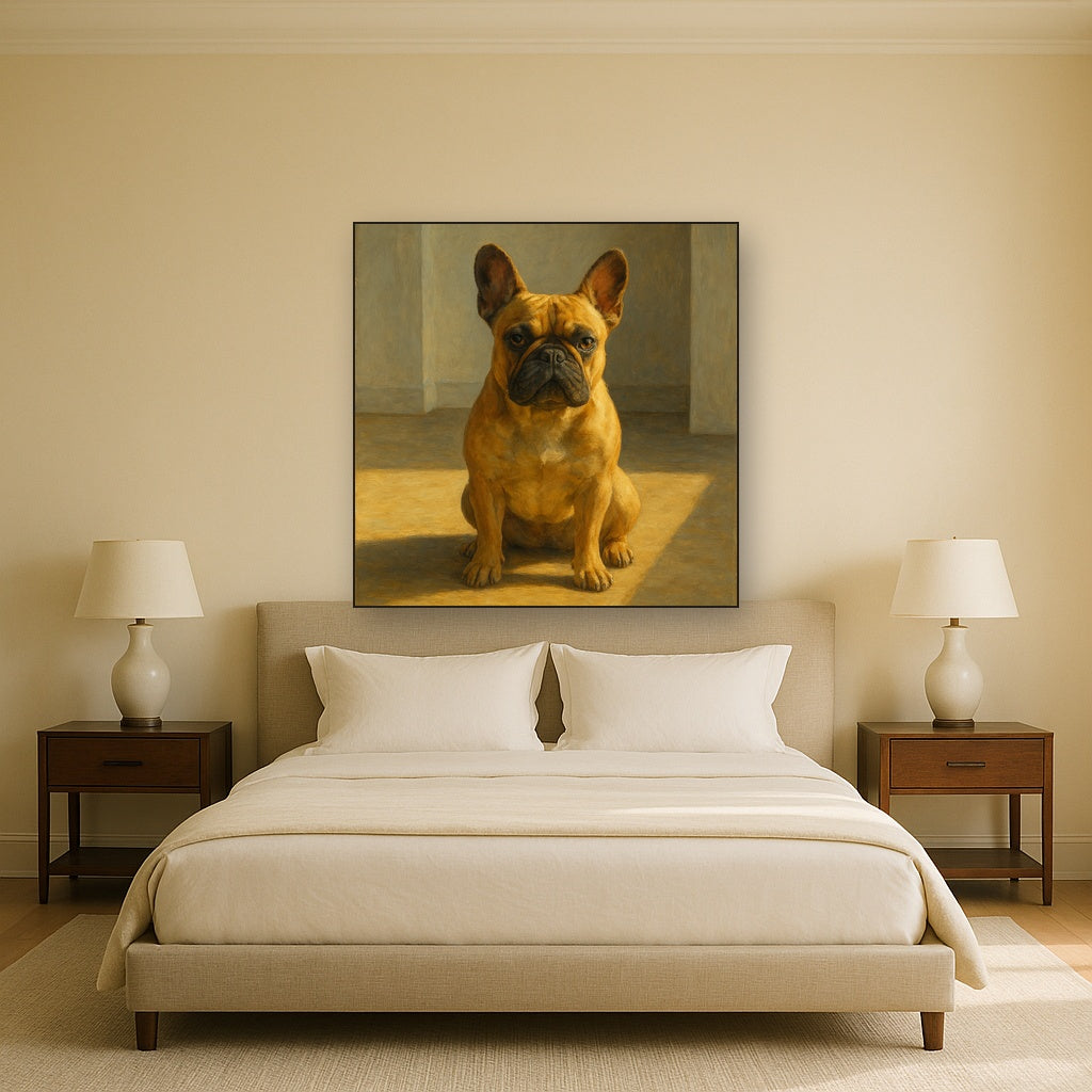 French Bulldog in Sunlit Minimalist Studio No. 4 Fine Art Oil Painting - View 3