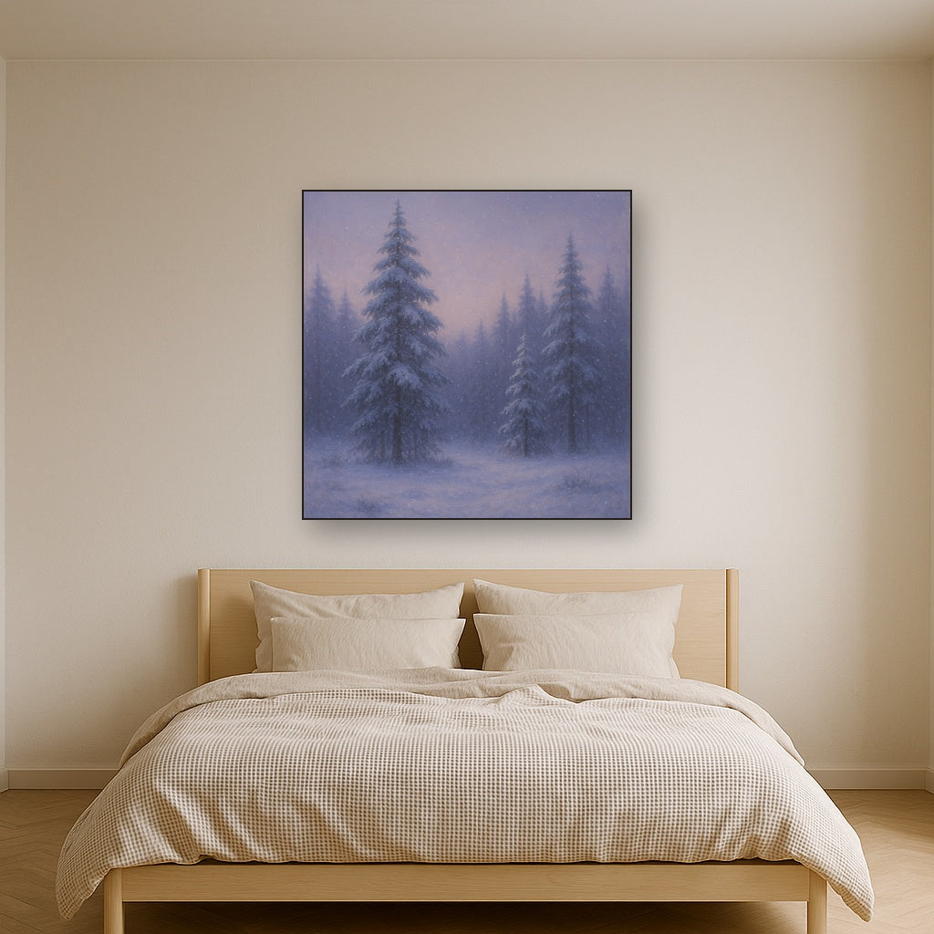Quiet Pine Forest in Gentle Twilight Snow No. 9 Oil Painting - View 3