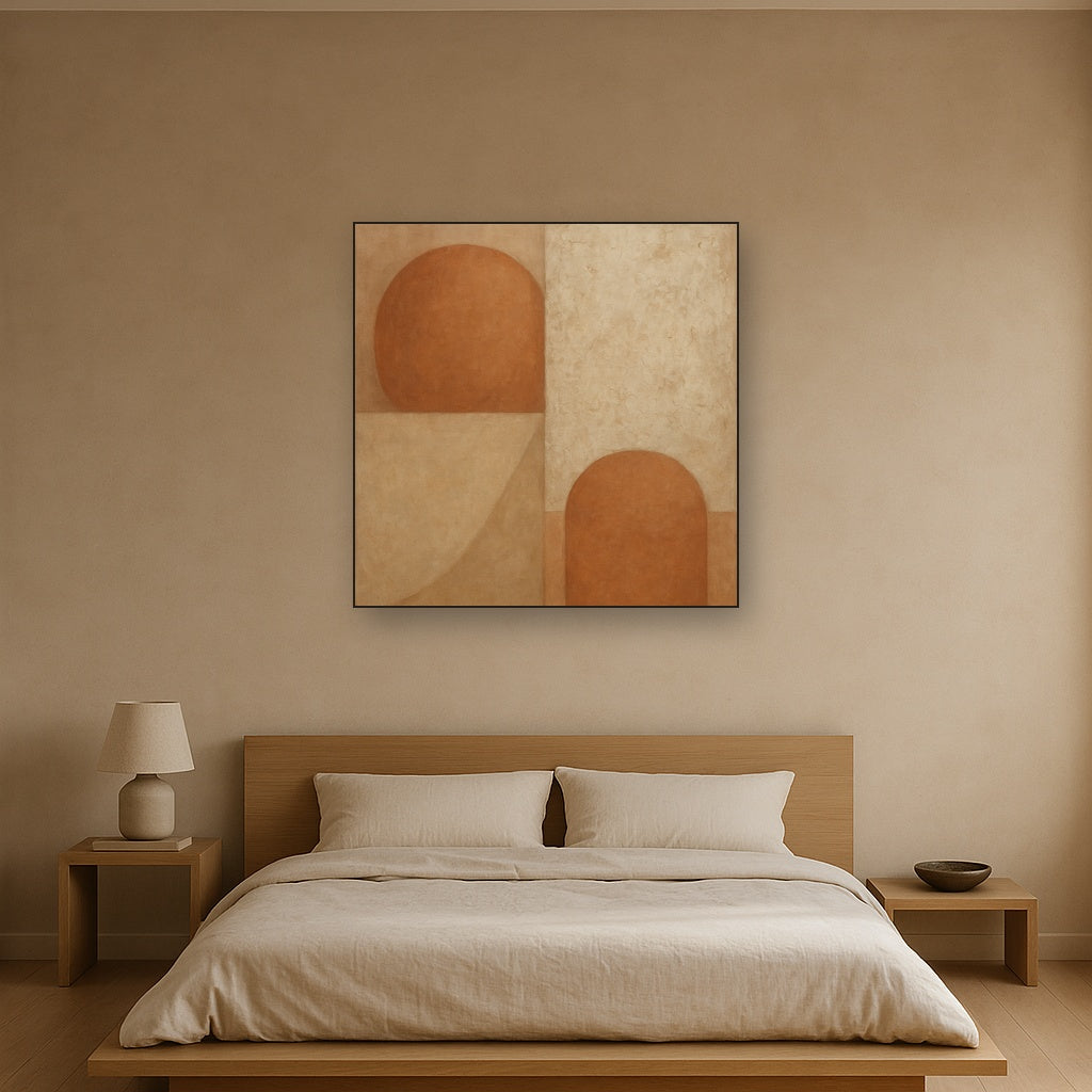 Earthy Terracotta & Weathered Plaster Wash No. 29 Oil Painting - View 3