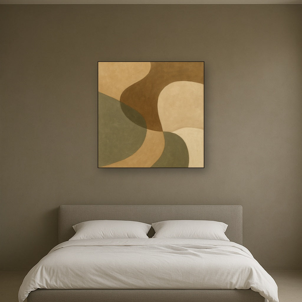 Organic Curved Shapes in Neutral Earth Pigments No. 11 Fine Art Oil Painting - View 3