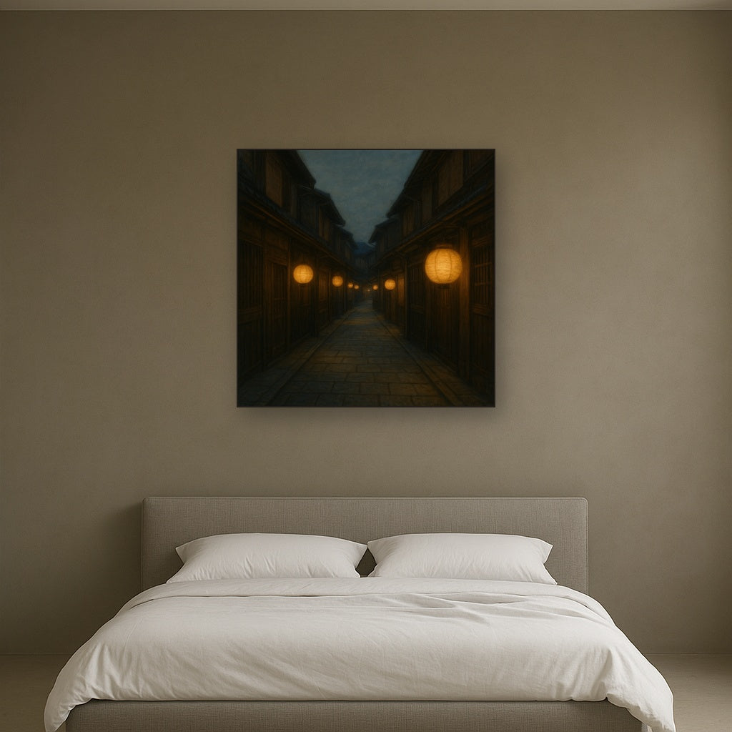Old Kyoto Gion Alley in Soft Lantern Light No. 16 Oil Painting - View 3