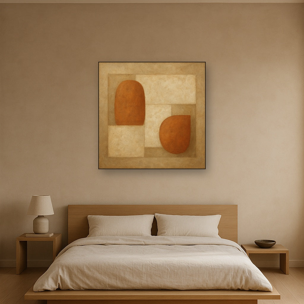 Earthy Terracotta & Weathered Plaster Wash No. 10 Oil Painting - View 3