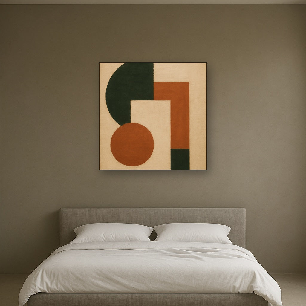 Forest Emerald & Chalk Interlock No. 6 - Modern Fine Art Oil Painting - View 3