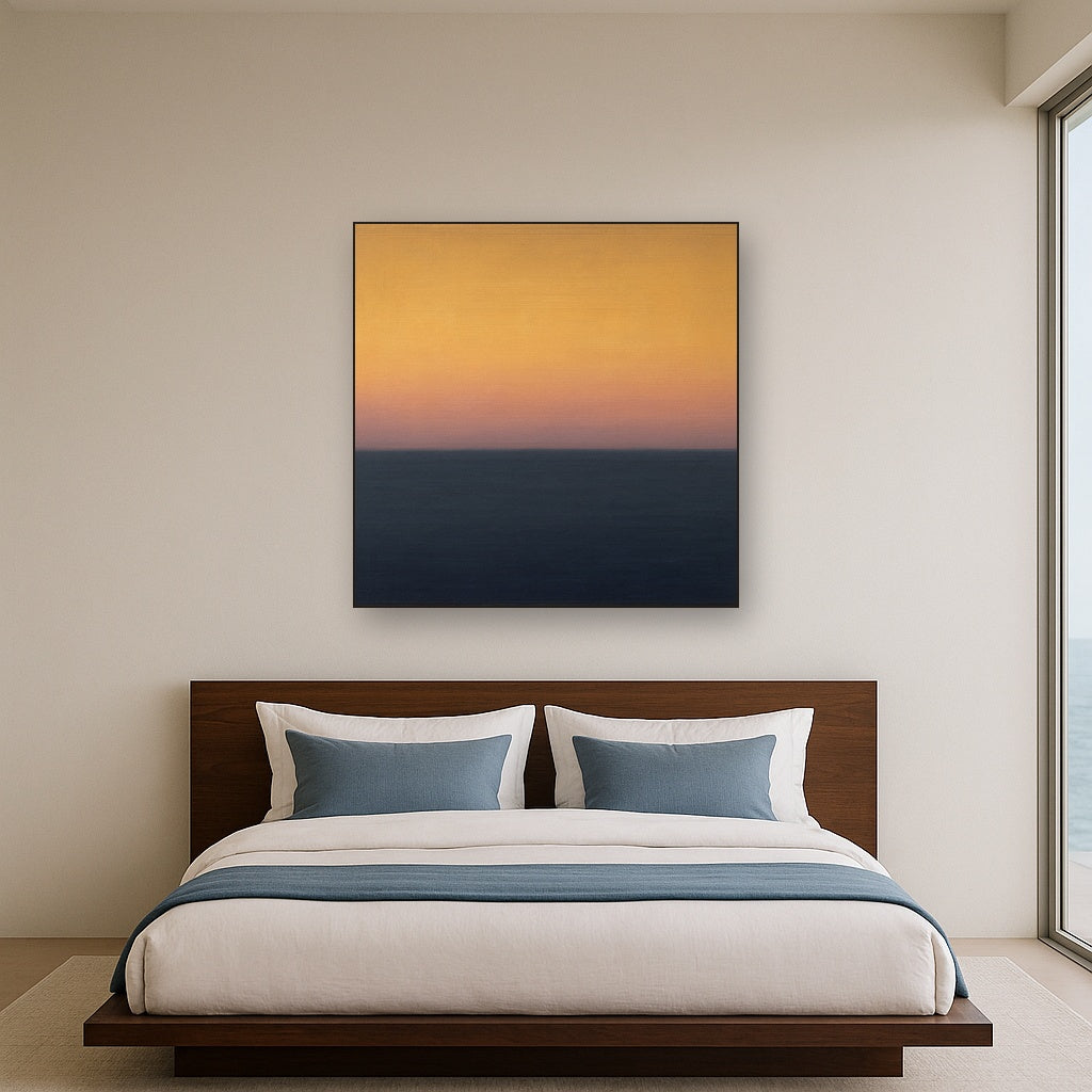 Dusk Horizon in Pale Lavender & Slate No. 3 - Modern Fine Art Oil Painting - View 3