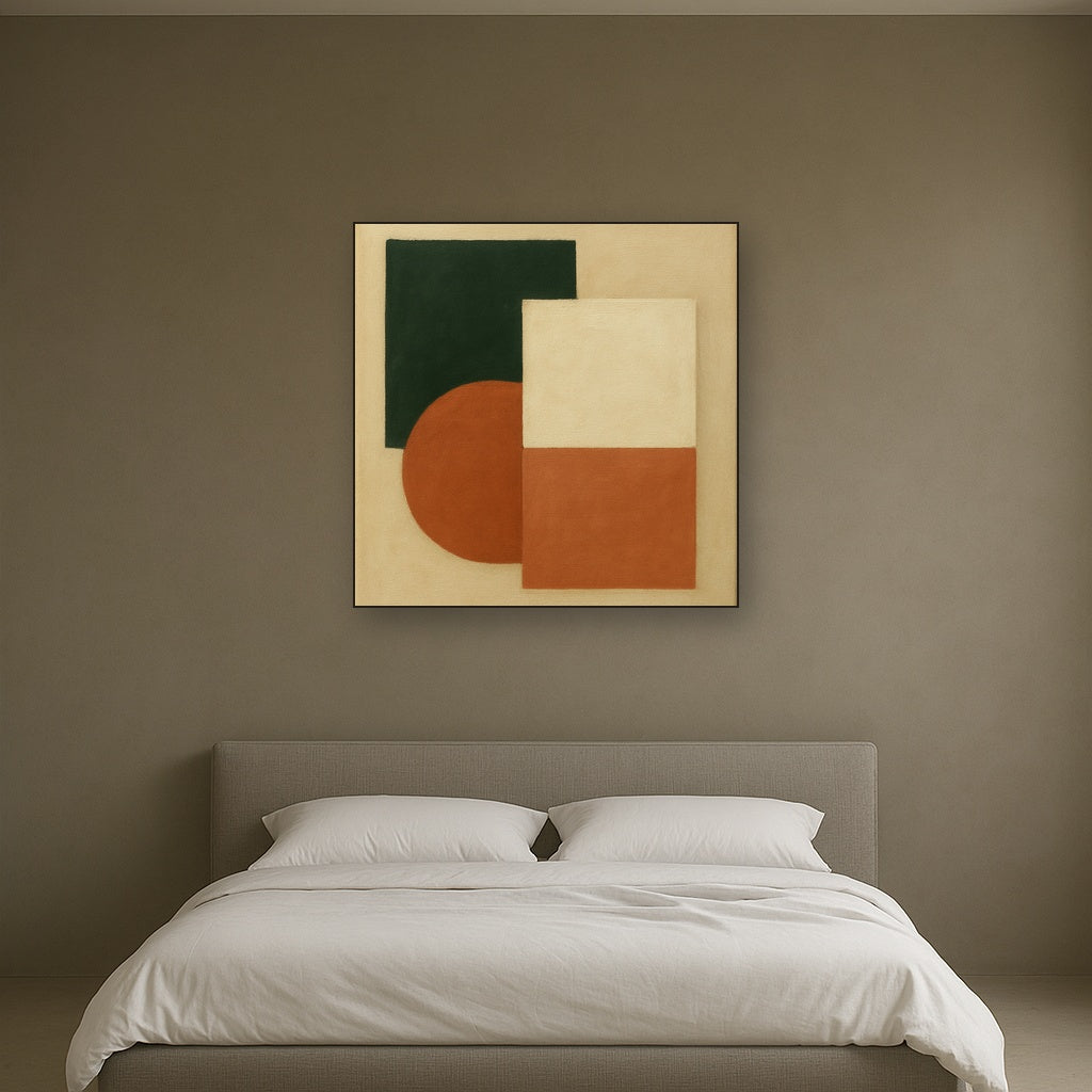Forest Emerald & Chalk Interlock No. 6 - Modern Fine Art Oil Painting - View 3