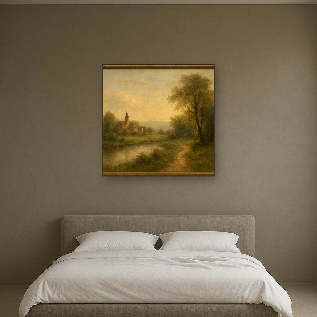 Rome Piazza Fountain in Morning Sunlight Oil Painting - View 3