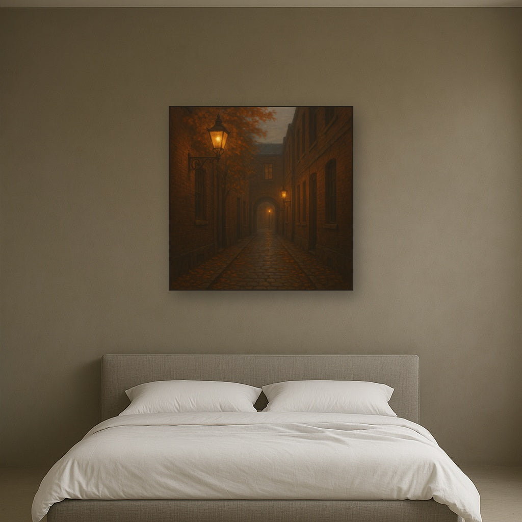 London Gaslamp Alley in Autumn Dusk No. 26 Oil Painting - View 3
