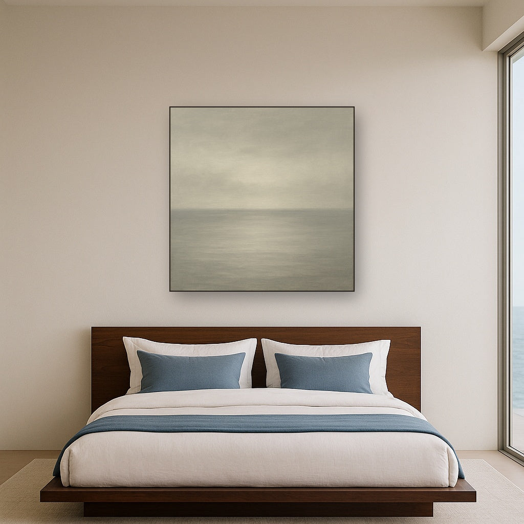 Monochrome Ocean Silence No. 5 - Modern Fine Art Oil Painting - View 3