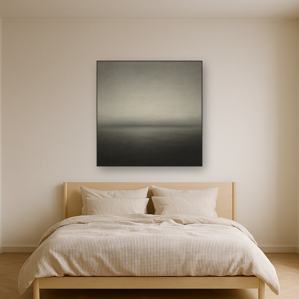 Monochrome Charcoal Drift & Soft Sfumato Horizon No. 16 Oil Painting - View 3