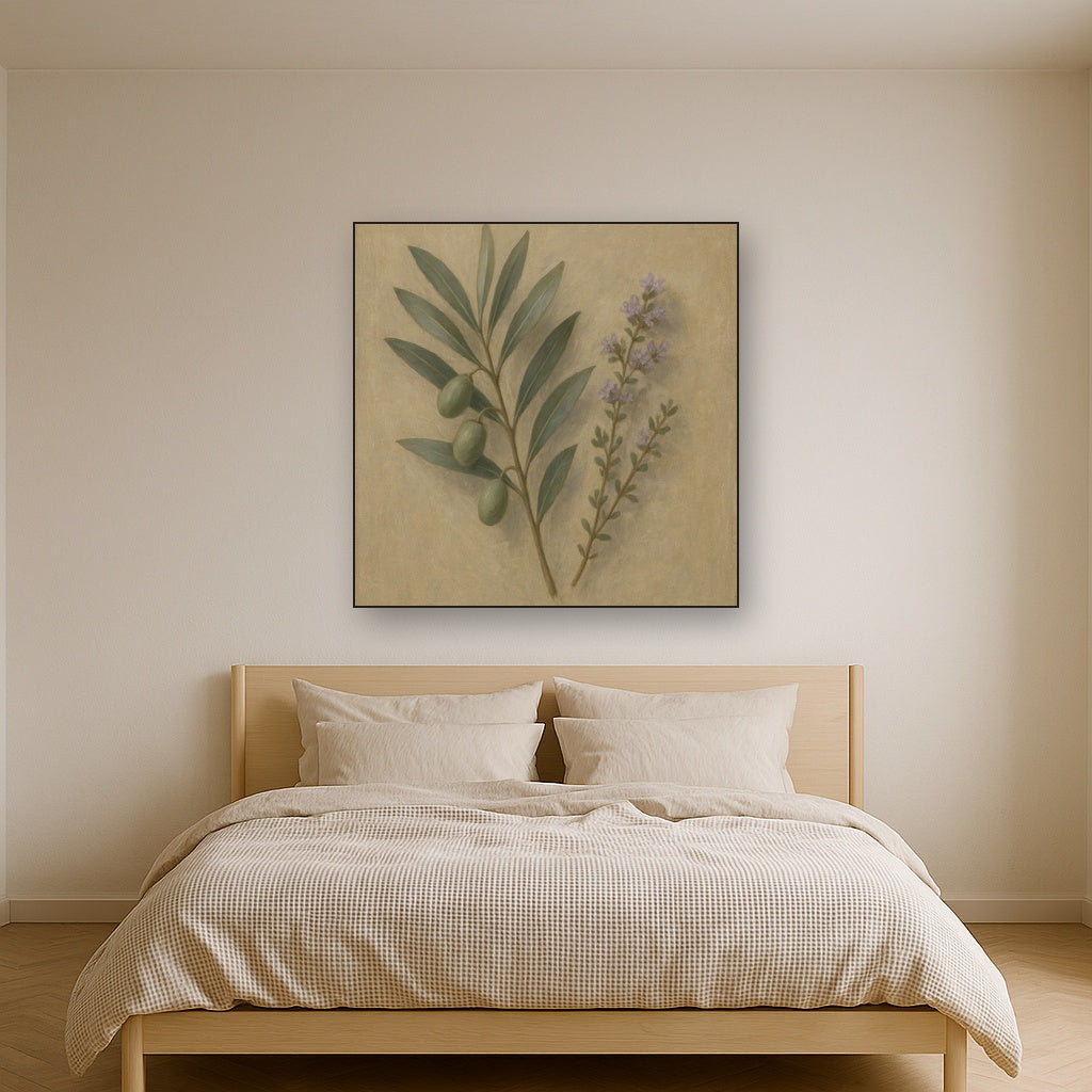 Olive Branches & Wild Thyme Botanical Study No. 2 Fine Art Oil Painting - View 3