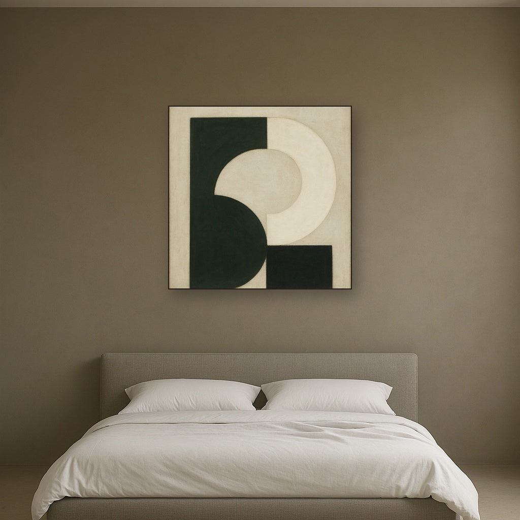 Forest Emerald & Chalk Interlock No. 6 - Modern Fine Art Oil Painting - View 3