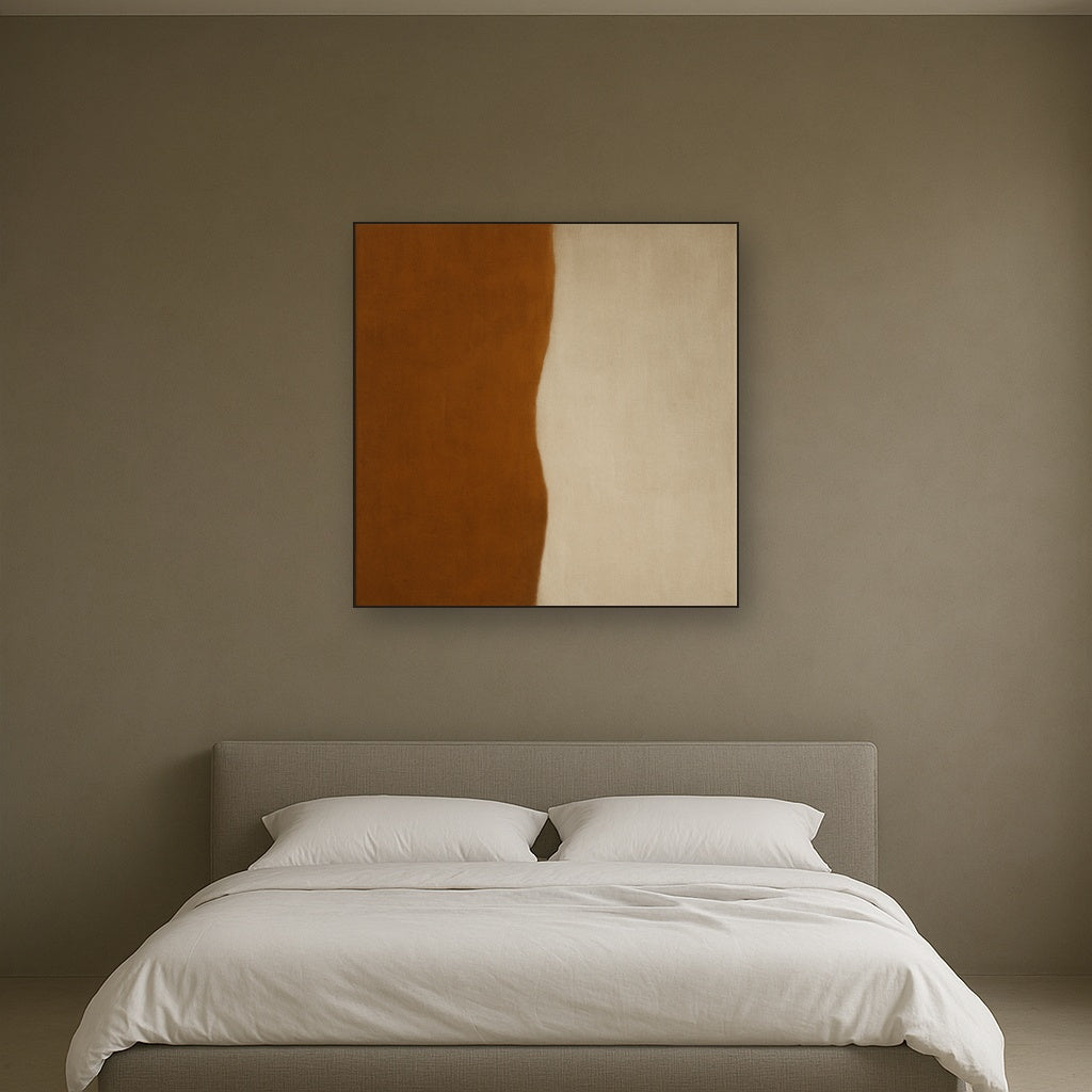 Burnt Umber & Greige Duet No. 7 - Modern Fine Art Oil Painting - View 3