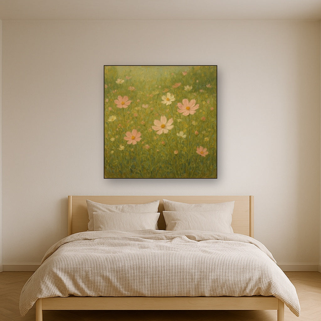 Wild Meadow Cosmos Flowers Oil Painting - View 3