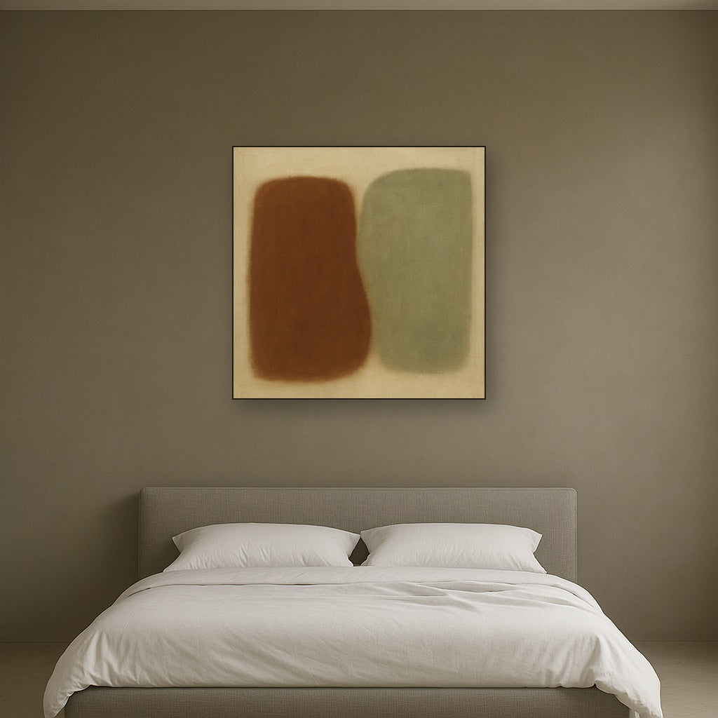 Burnt Umber & Greige Duet No. 7 - Modern Fine Art Oil Painting - View 3
