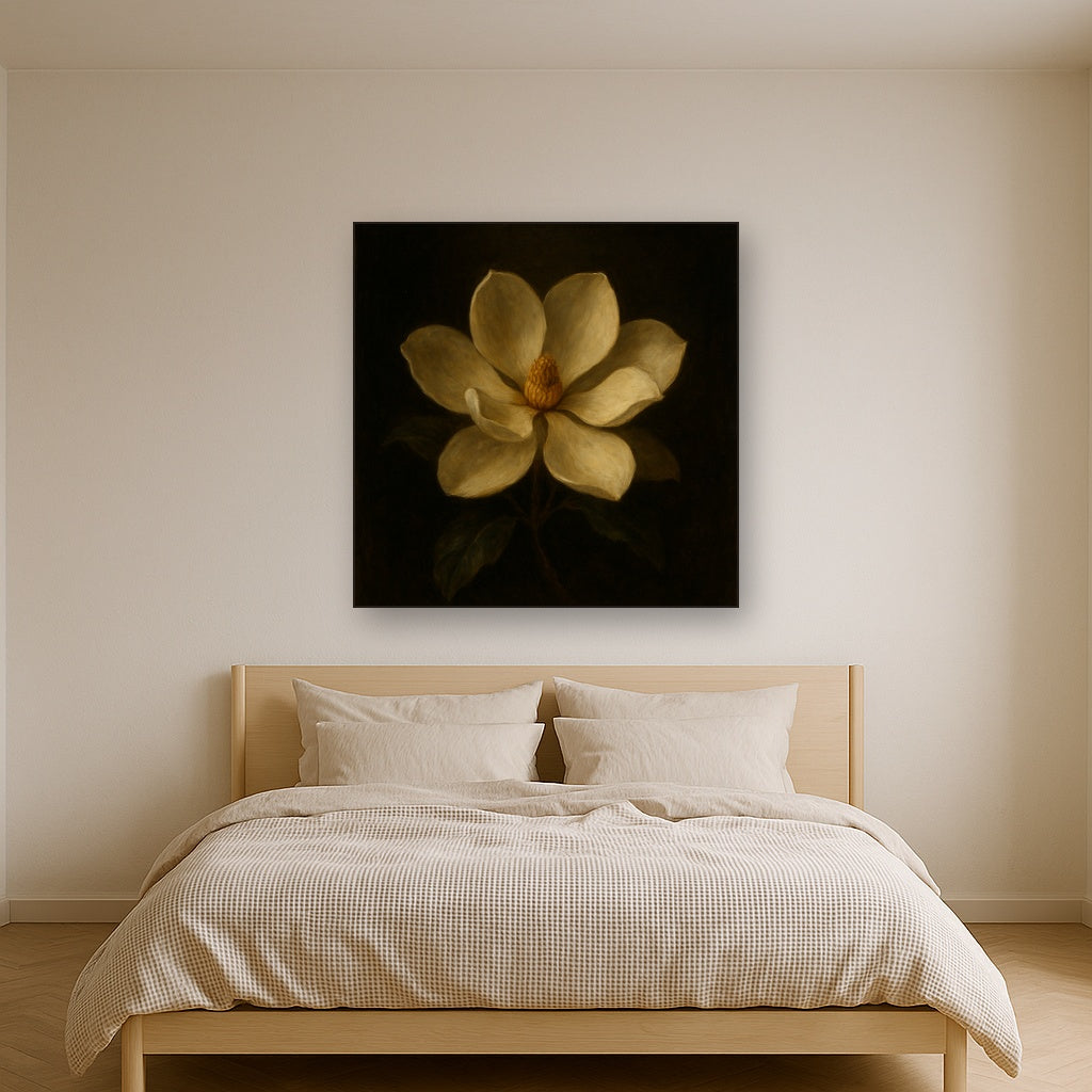 Magnolia Blossom in Quiet Chiaroscuro No. 3 Fine Art Oil Painting - View 3