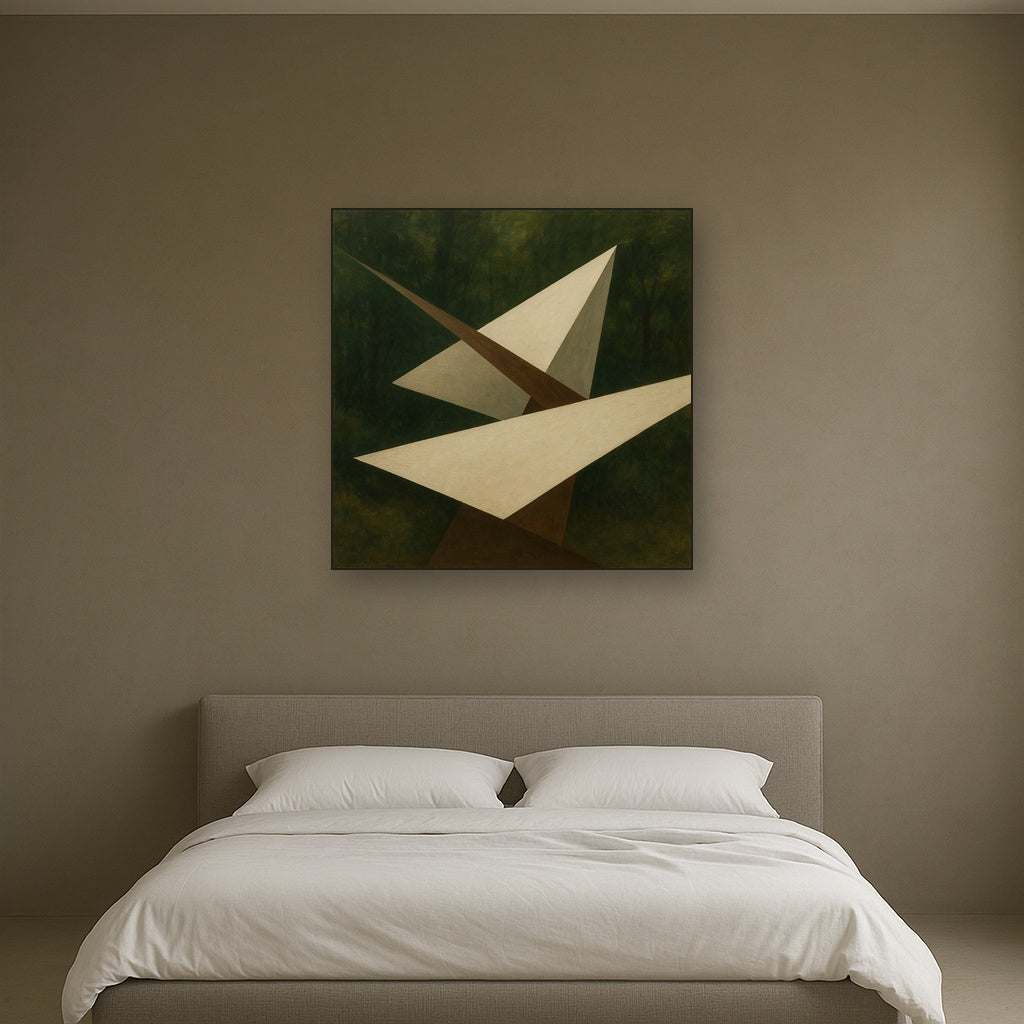 Kinetic Diagonal Planes in Forest & Alabaster No. 5 Fine Art Oil Painting - View 3