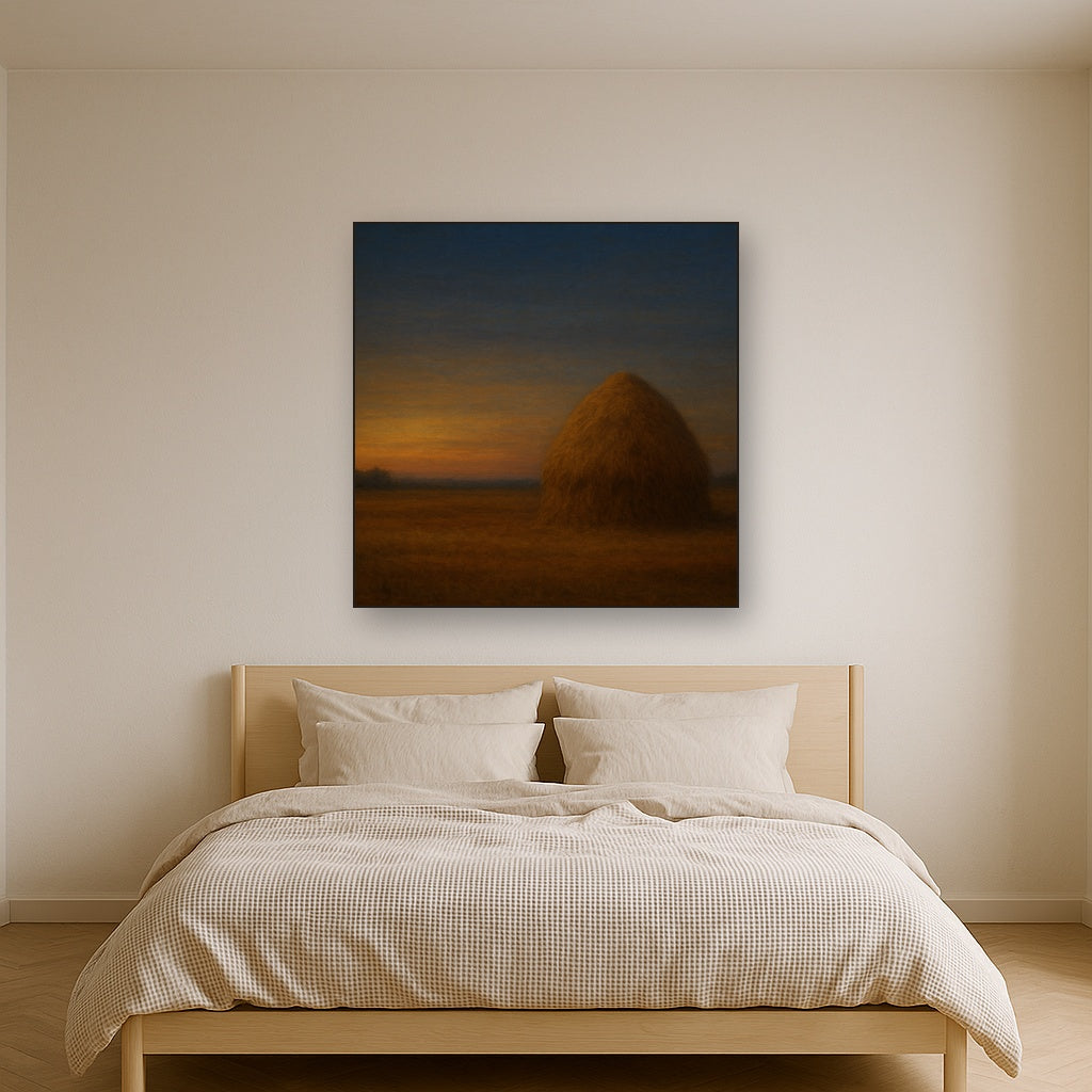 Dusk Horizon over Weathered Haystack No. 7 Oil Painting - View 3