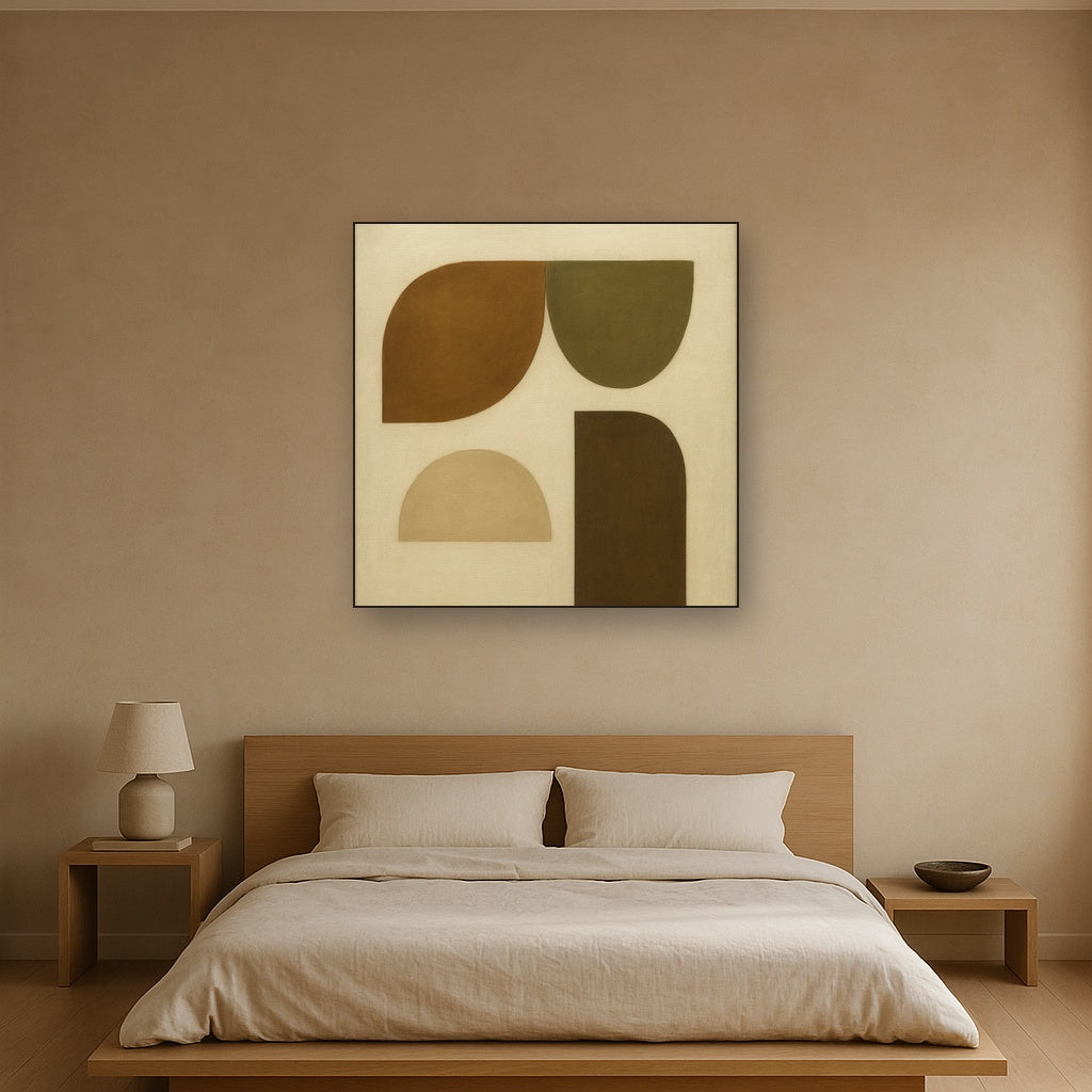 Minimalist Asymmetrical Balance in Raw Umber No. 10 Oil Painting - View 3