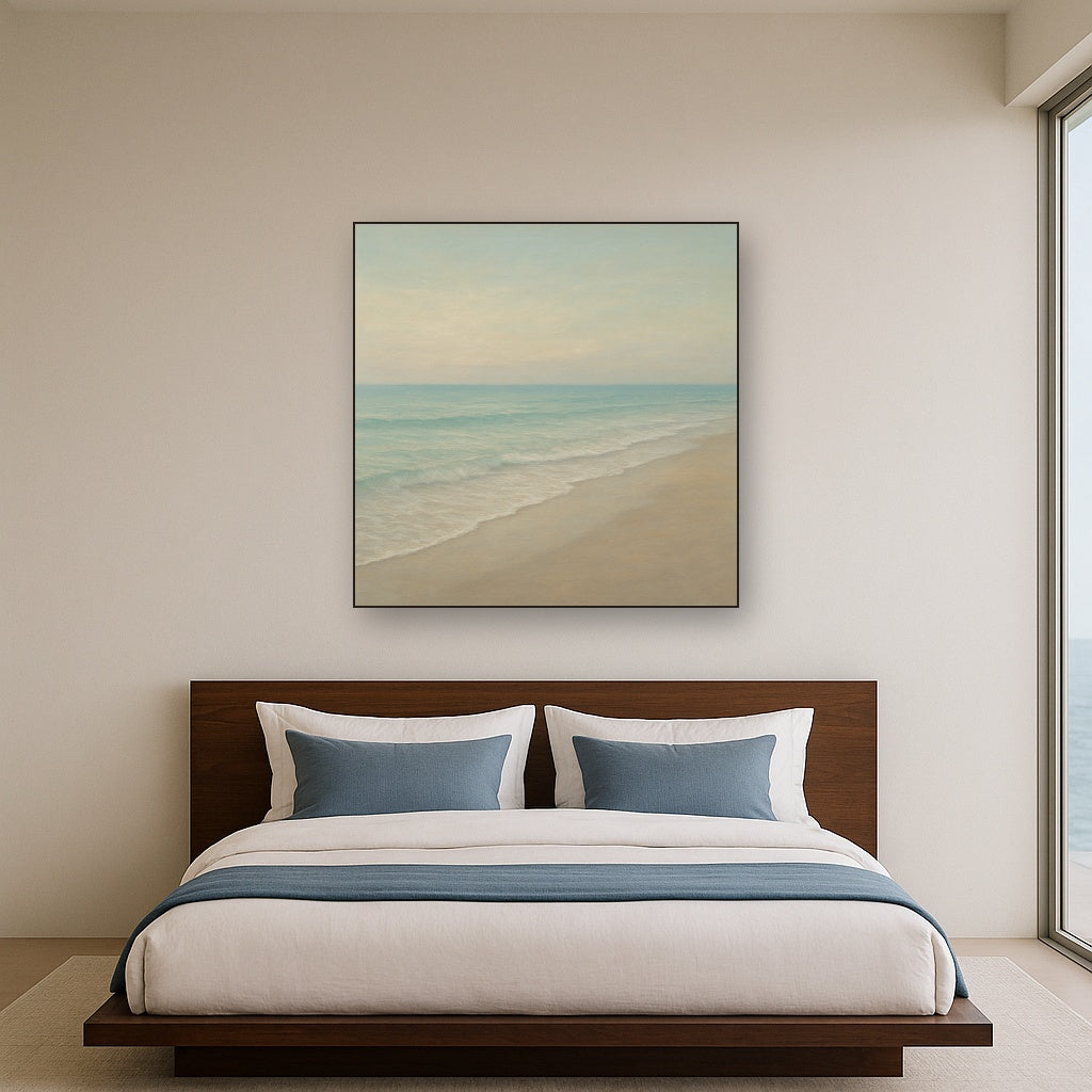Tranquil Morning Tide over Soft Sand Beach No. 4 Fine Art Oil Painting - View 3