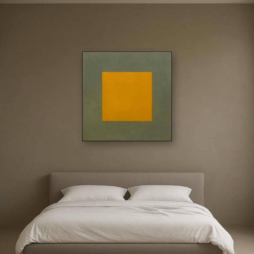 Cadmium Amber & Slate Grey Block No. 10 - Modern Fine Art Oil Painting - View 3