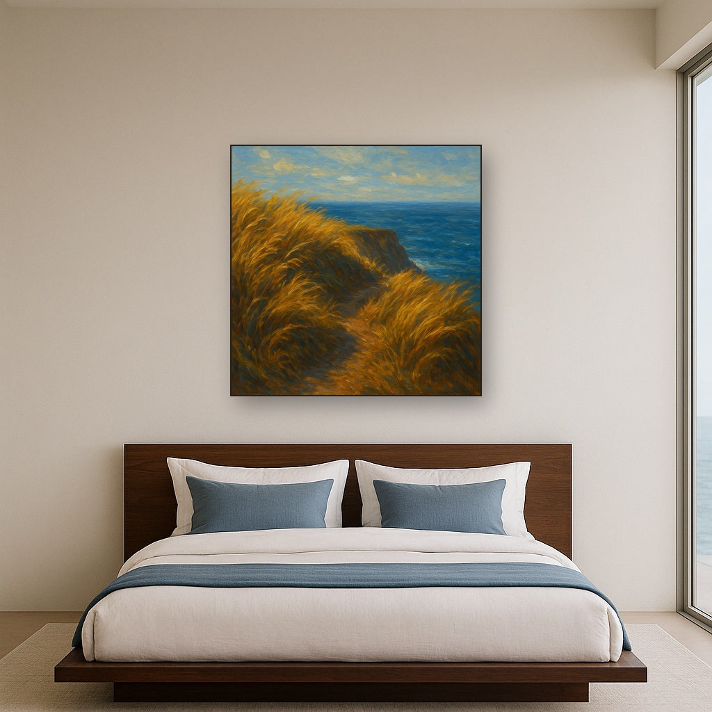 Wild Coastal Grasses on Windswept Bluff No. 6 Fine Art Oil Painting - View 3