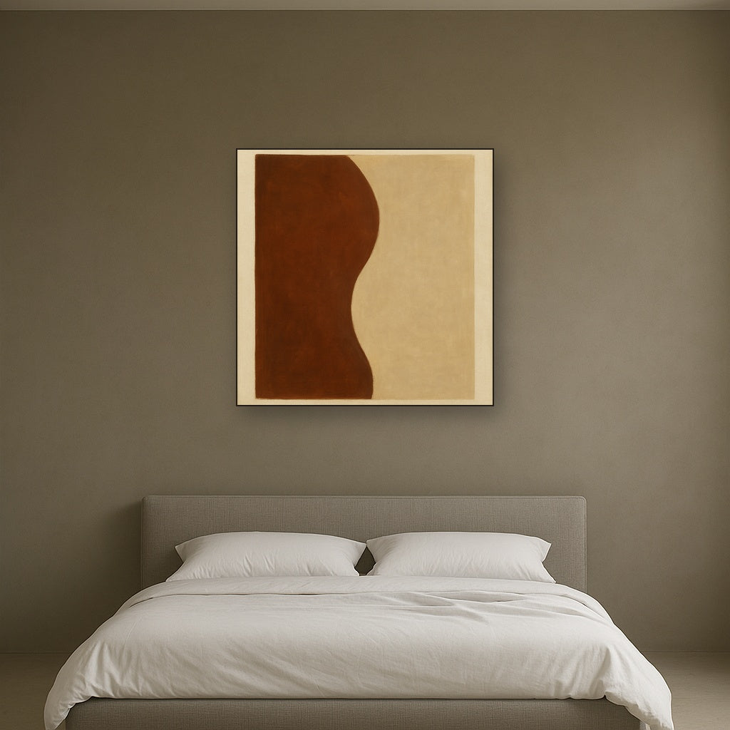 Burnt Umber & Greige Duet No. 7 - Modern Fine Art Oil Painting - View 3