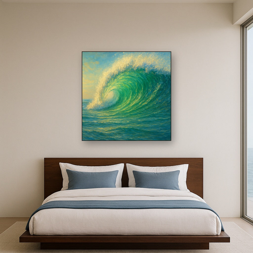 Emerald Breaker Wave in Crystalline Light No. 2 Fine Art Oil Painting - View 3