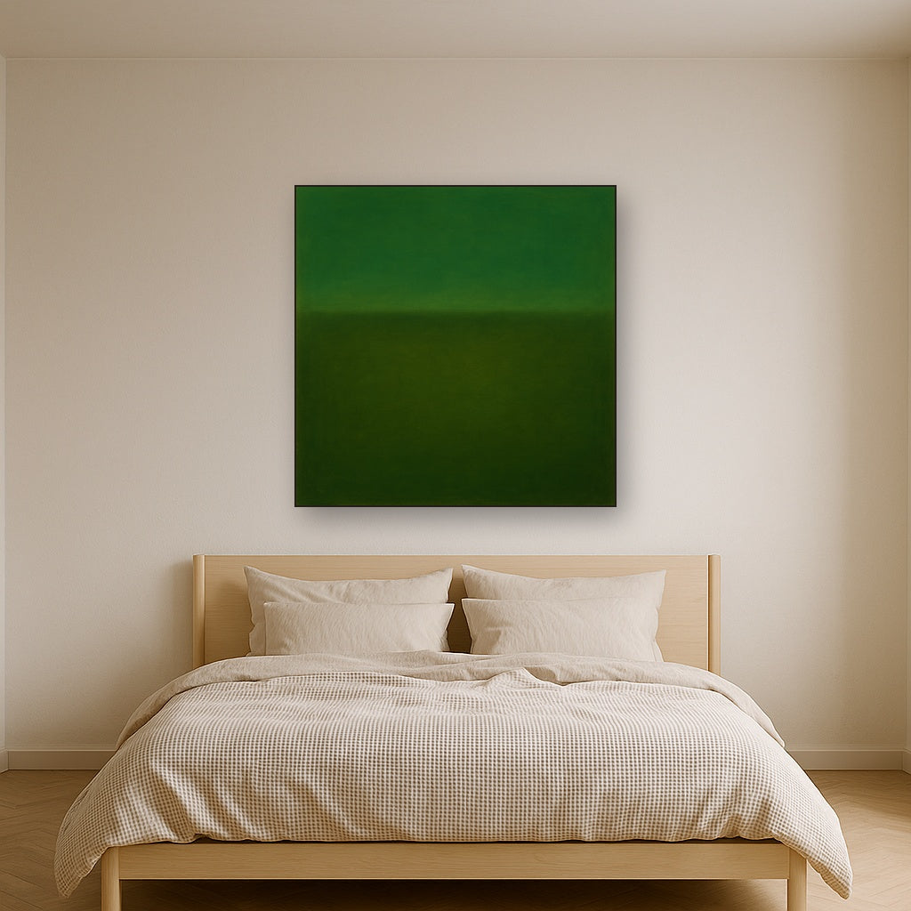 Forest Emerald & Deep Moss Contemplative Field No. 19 Oil Painting - View 3