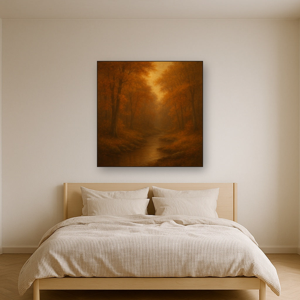 Secluded Woodland Brook in Autumn Glow No. 8 Oil Painting - View 3