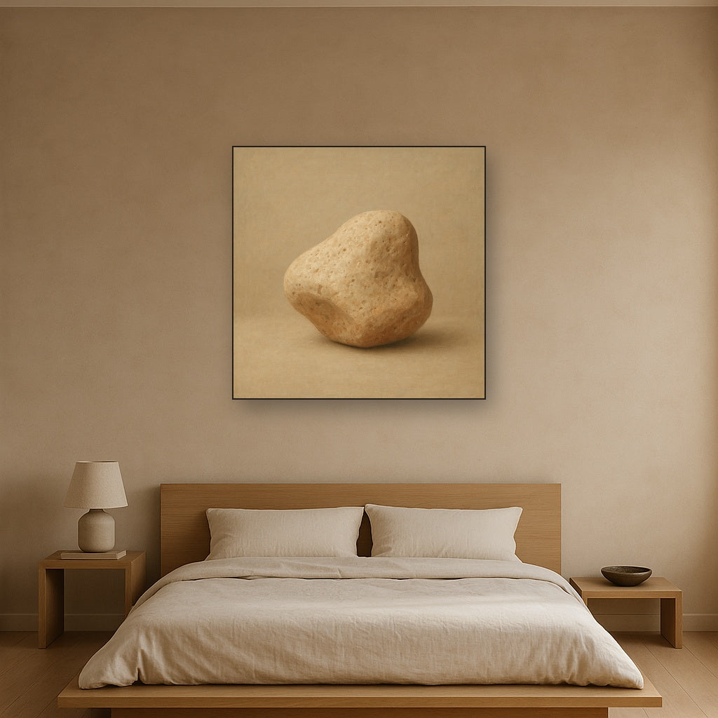 Zen Stone & Warm Grey Void No. 5 - Modern Fine Art Oil Painting - View 3
